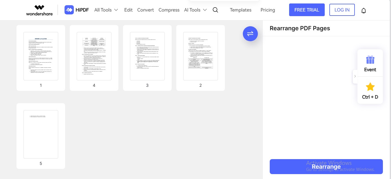rearrange pdf pages