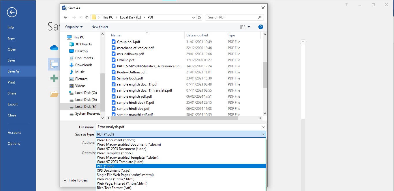 save rearranged file as pdf